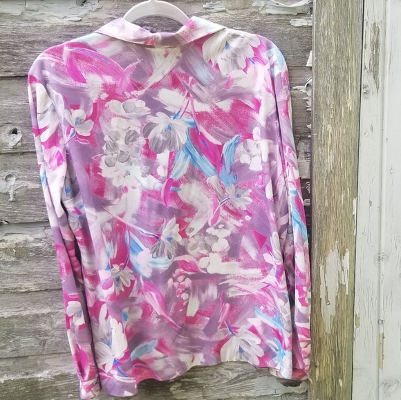 Vintage abstract Pink floral blouse - Picture 3 of 5